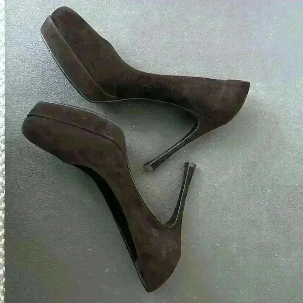 YSL brown suede platform pumps size 39.5 very good condition comes dust bag .